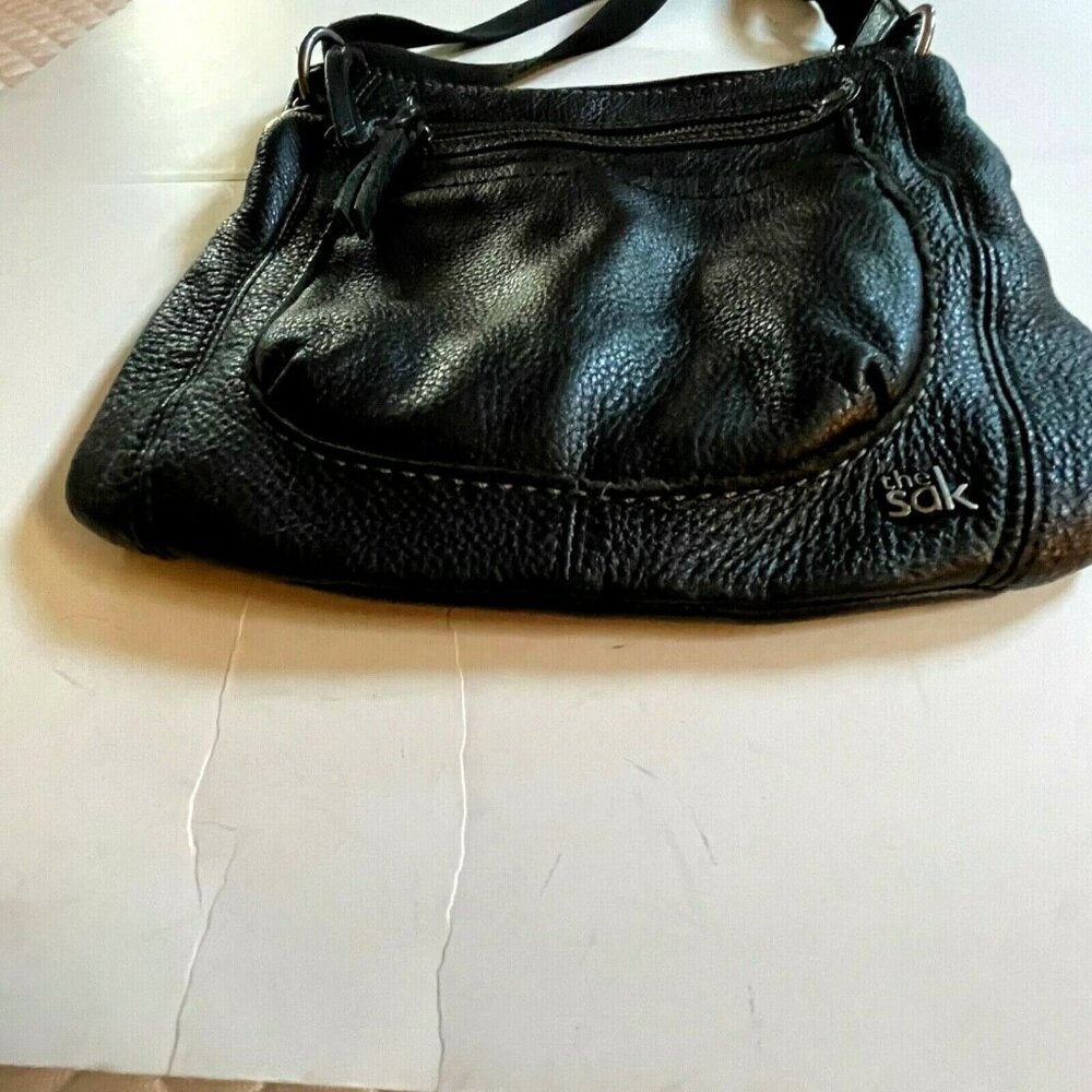 The Sak Black Genuine Leather Crossbody Bag With Multi-Color Interior Lining & Z